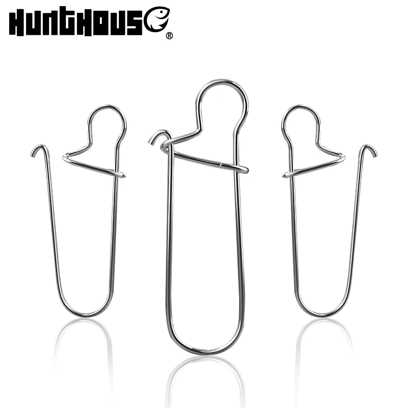 Hunthouse Fishing Accessories Connector 30Pcs Fast Clip Lock Safety Pin Stainless Steel Snap Fishhook lures connect Tackle