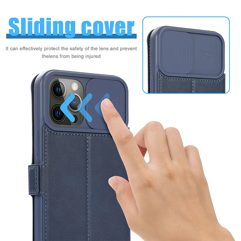 Leather Flip Phone Case For iPhone Lens Protection Cover Luxury Case for iPhone 13 Pro Max 14 Plus