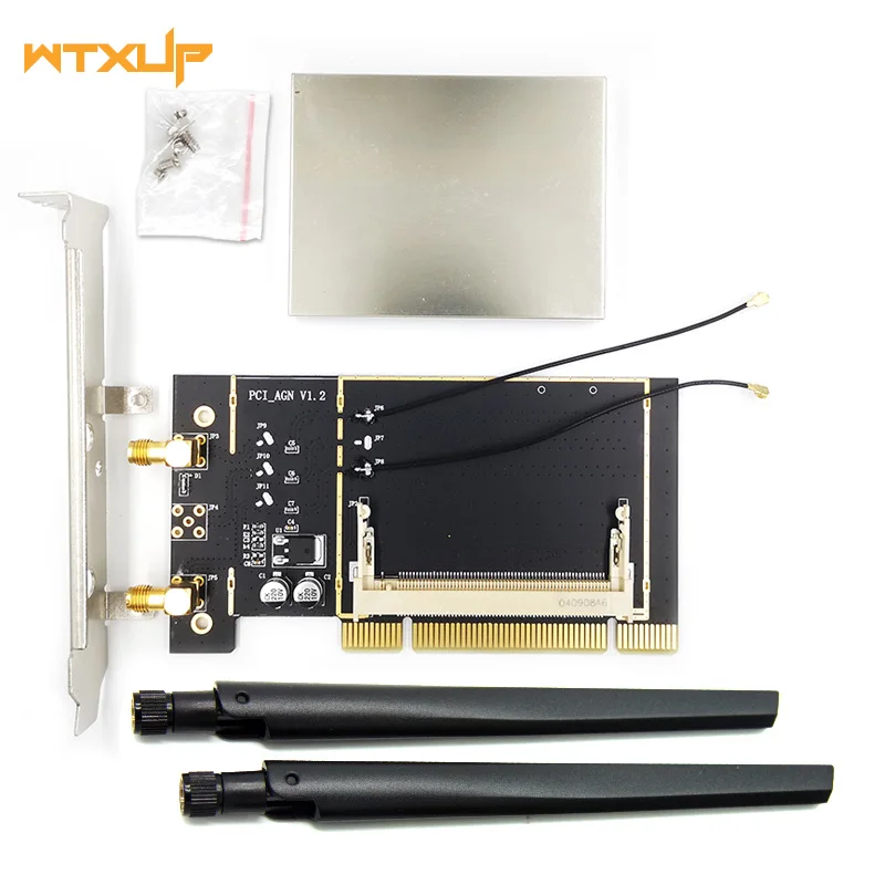 MINI PCI wifi wireless card to Desktop PCI slot Adapter Converter 2 X Dual Band AC antenna for AR9223 AR9220