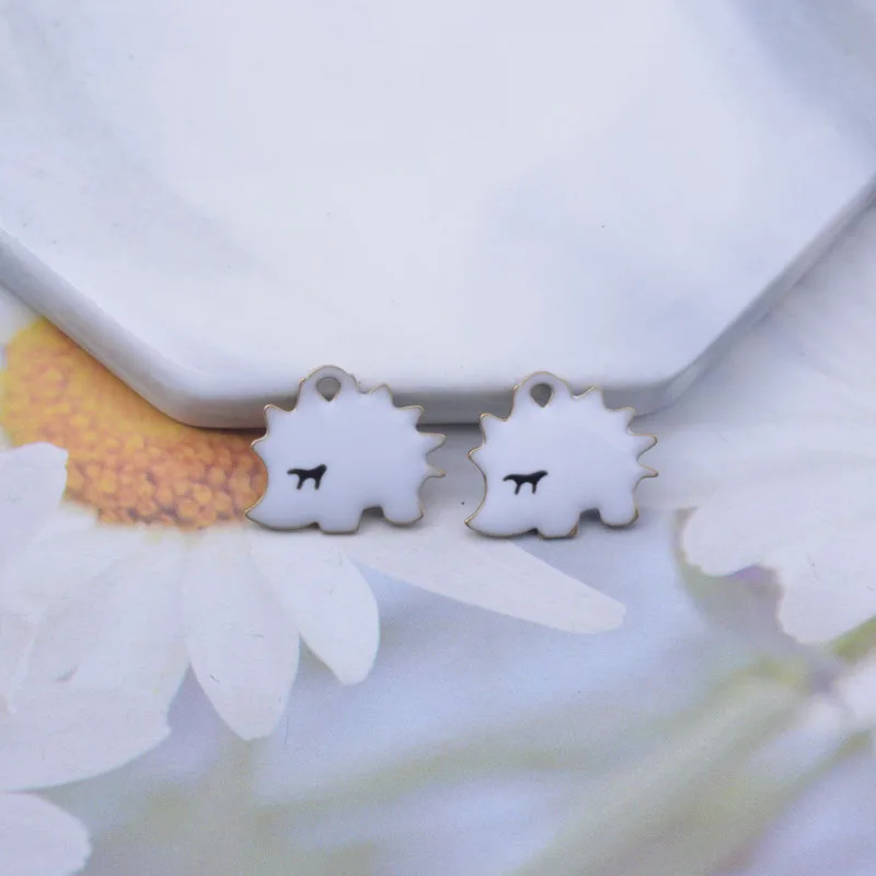 30 Stück 16*13mm Kupfer Niedliche Tiere Beidseitig Emaillierte Igel-Anhänger DIY Ohrring-Anhänger – Detail 8