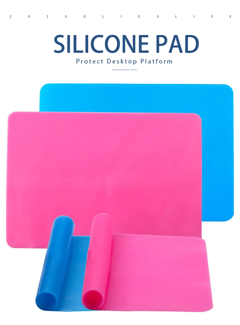 1PCS Safe Silicone Workbenches Epoxy Resin Molds Accessories for Epoxy Jewelry Making Supplies Blue&Rose Color Silicone Mat Pad