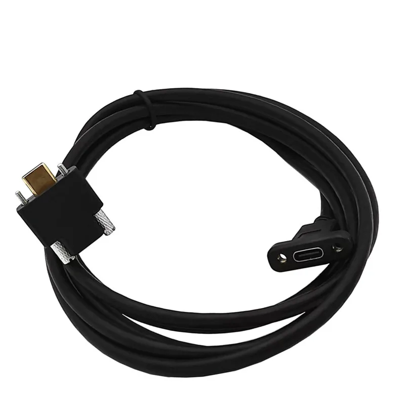 Tornillo de montaje en panel hembra USB 3,1 tipo C a datos macho USB-C de 90 grados arriba, abajo, izquierda y derecha con cable de tornillo 0,3 m 0,6 m 1,0 m