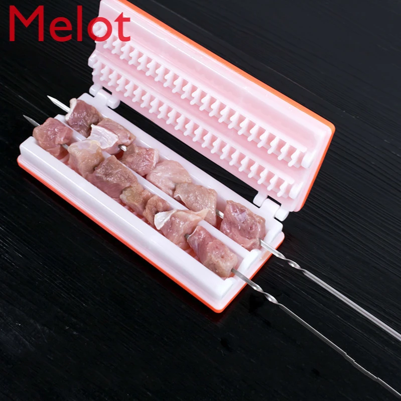 

Chinese Barbecue Supplies Double Row Wear Kebab Artifact Thickened Convenient Fast Barbecue Wear Meat Machine Free Shipping