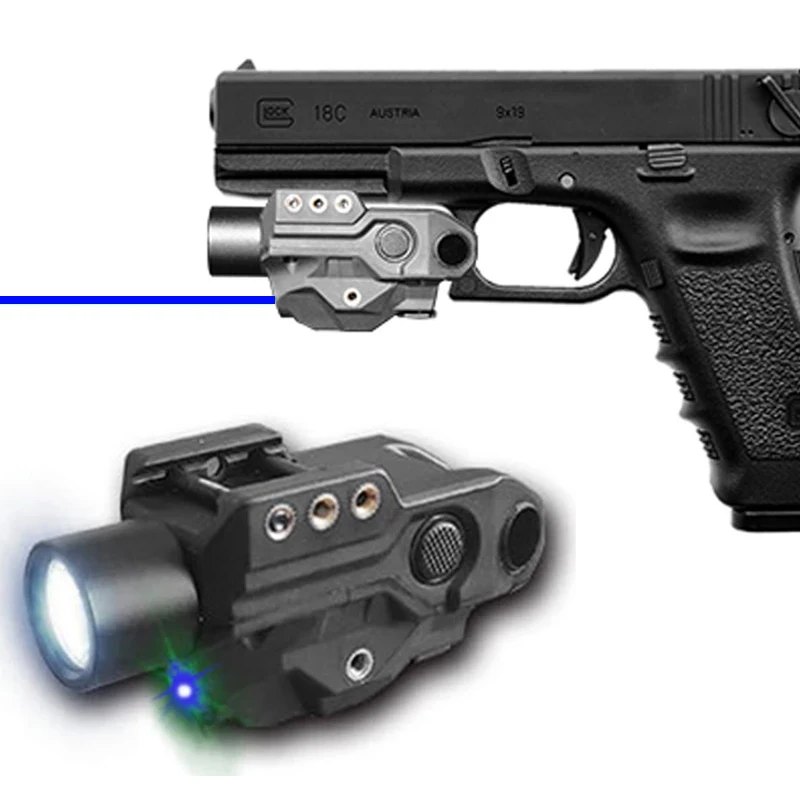 

Glock 17 19 CZ 75 Tactical Rechargeable High 450lm Weapon Gun Light with Green Blue Laser Pointer Sight for Picatinny Pistol