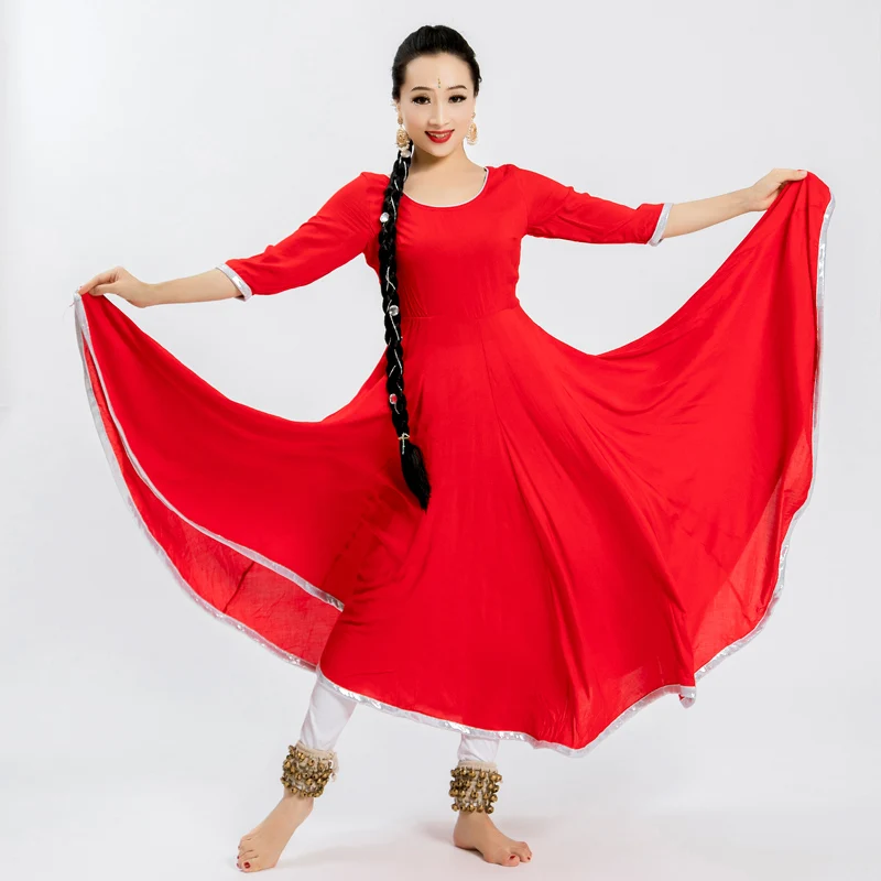 New Indian Dance Stage Clothes Female Adult/Kids Oriental Classical Dance Practice Dress India Style Daily Costumes DQL6082