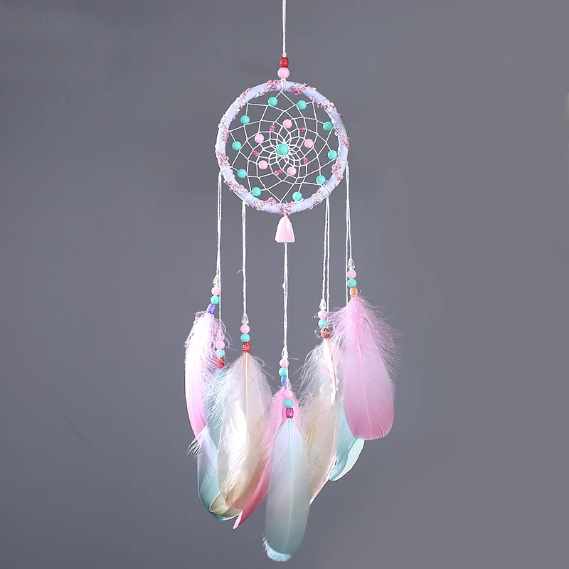 

Christmas Gift Romantic Dream Catcher Feather Pendant Wall Art Hanging Indian Style Wind Chimes Room Home Decor