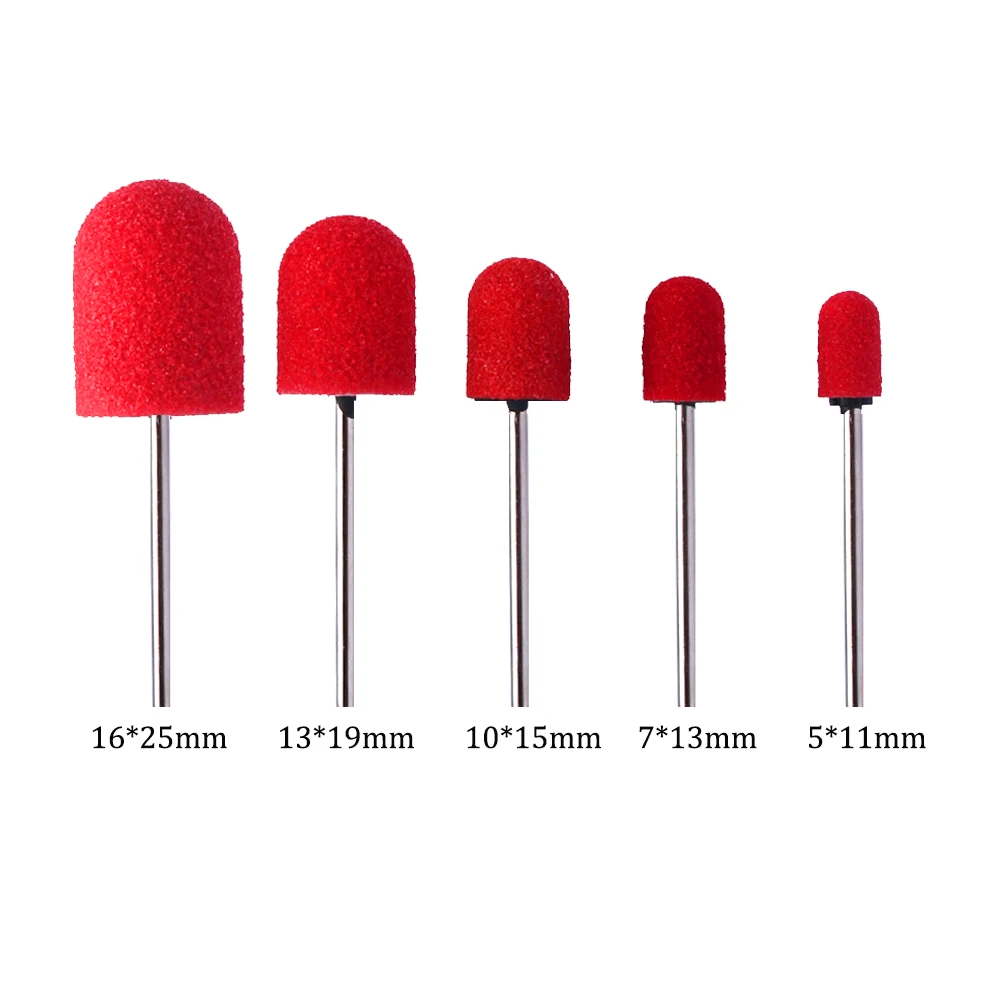 

50PC Red Nail Sanding Caps 10*15mm Nail Drill Bit Polishing Nail Art Rotating Remove Burrs Manicure Equipment Accessories