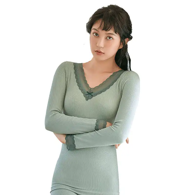 

Women Thermal Suit Underwear Spring Autumn Winter Thermo Underwear Sets Female Knitted Long Johns Shapewear Shirts + Pants 8802