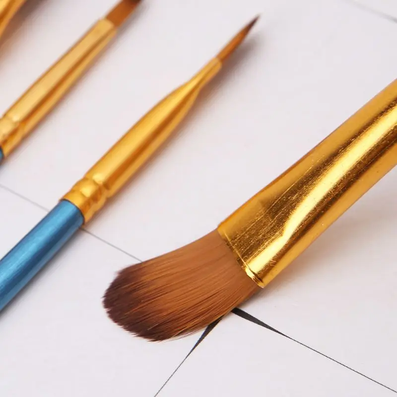 5Pcs 5Pcs Künstler Pinsel Set Nylon Borsten Haar Aquarell Acryl Öl Malerei Runde Slant Stift Spitze Holz griff Zeichnung Kunst