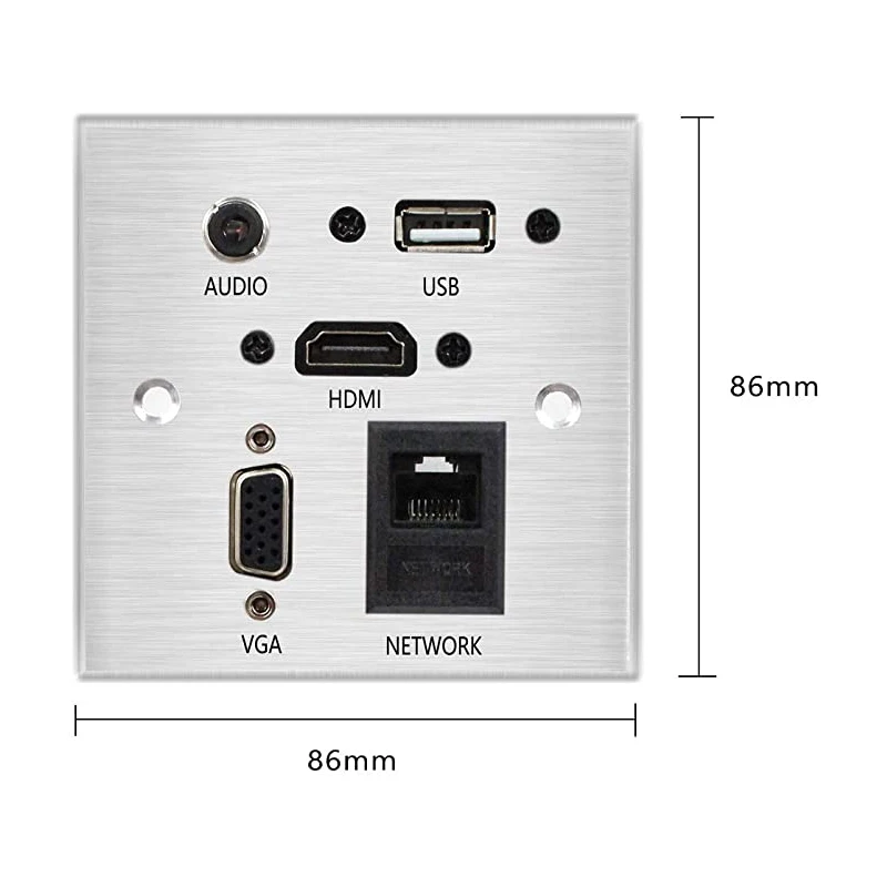 Gniazdo ścienne do montażu na biurku Panel ze stopu aluminium z siecią HDMI USB Audio Port VGA ścienna wtyczka multimedialna