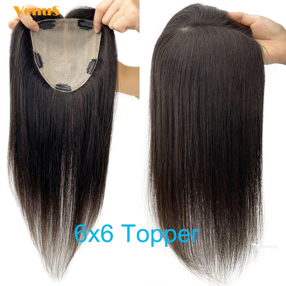Women\'s Human Hair Topper Silk Base Straight 12x13cm 15x16cm Virgin Hair Toupee Silk Top Hair Piece Clip In Hair Extension