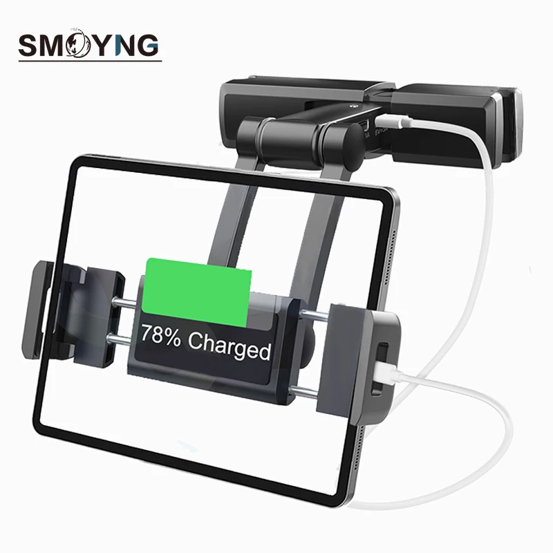 SMOYNG Car Back Seat Headrest Tablet Phone Car Holder Stand Foldable With USB Charger Support Car Mount For Xiaomi iPhone iPad