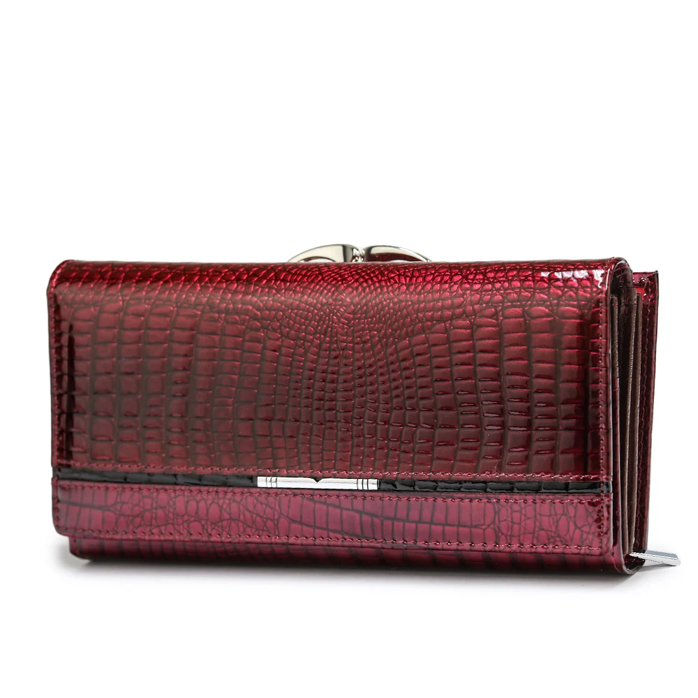 Frauen Echtes Leder Geldbörse Marke Alligator Muster Damen Lange Brieftaschen Echtes Leder Geld Tasche mit Münze Karte Halter Kupplung