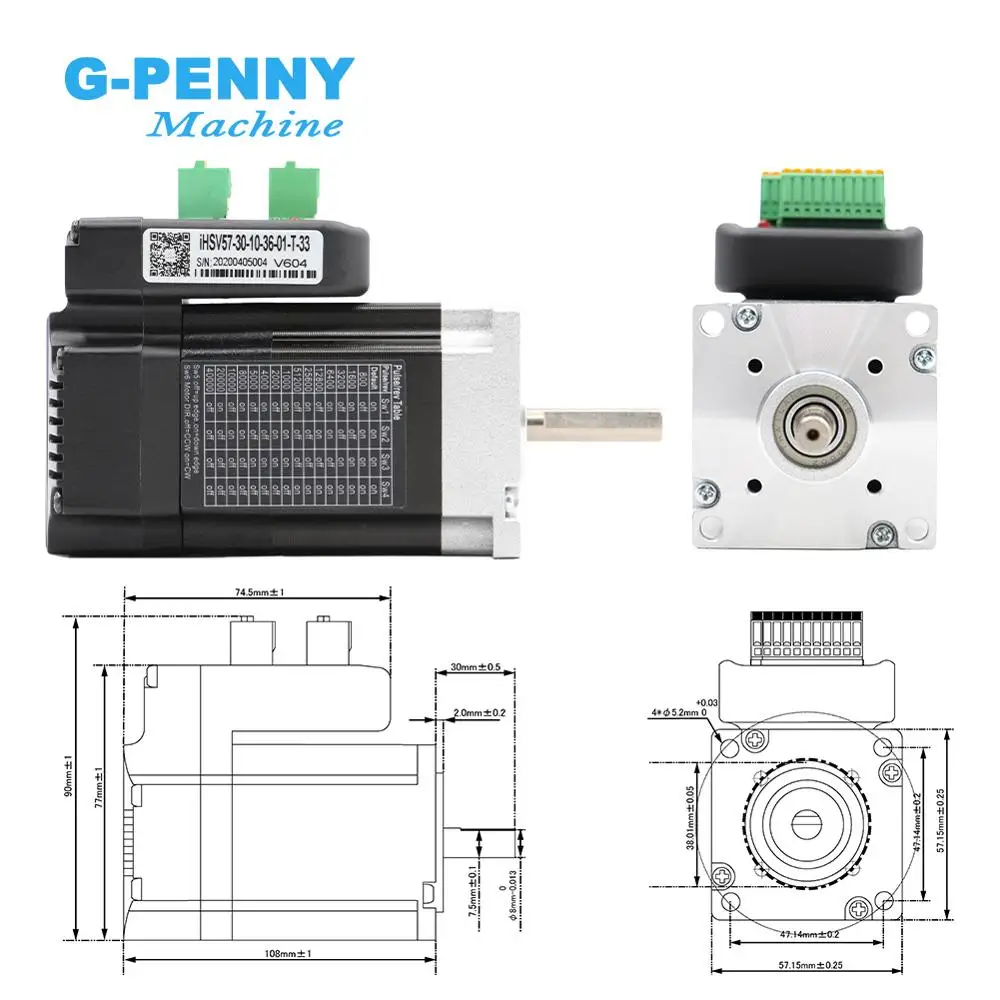 Free Shipping! Nema23 100w 3000rpm Integrated Servo Motor with Drive 0.29Nm 41Oz-in 36vDC 6.0A 57x76mm