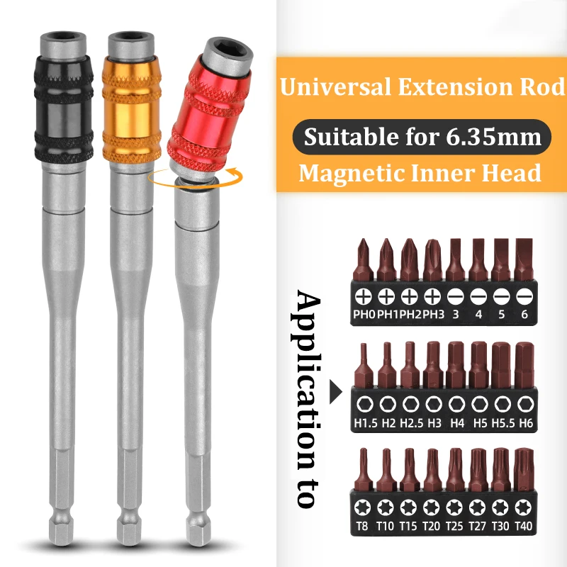 Brocas de destornillador magnéticas hexagonales de 145/88mm, 1/4 ", herramientas manuales, varilla de extensión de pieza, soporte de cambio rápido, guía de accionamiento, punta de taladro de tornillo