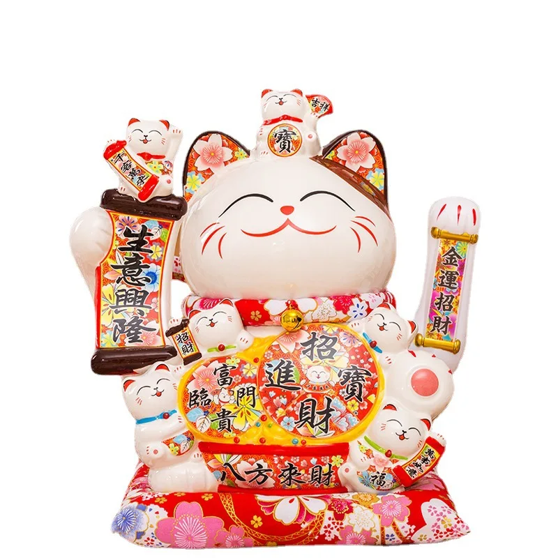 

2021 Shaking hand beckoning cat ornaments opening large gifts automatic beckoning fortune cat cash register home decorations