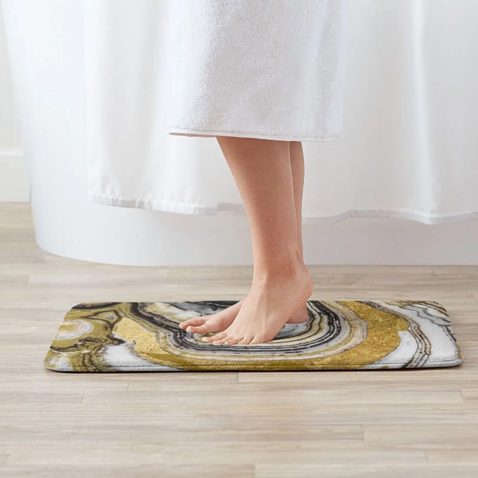 Stone Prose Geode Gold Entrance Door Mat Bath Mat Rug Geode Gold And Black Golden Rocks Earth Minerals Nature Organic Natural