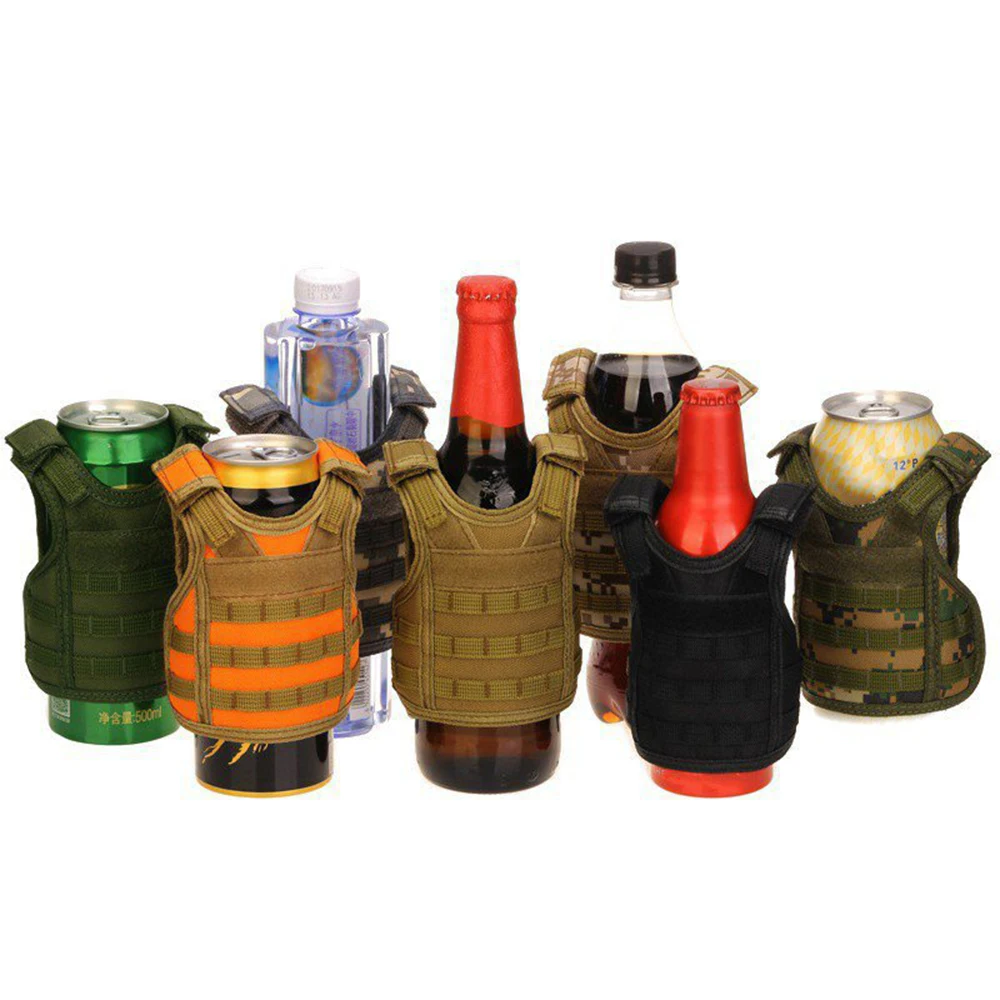 Tactical Army Fan Beer Bottle Vest Cover Military Mini Miniature Molle Vest Personal Bottle Drink Set Adjustable Shoulder Straps