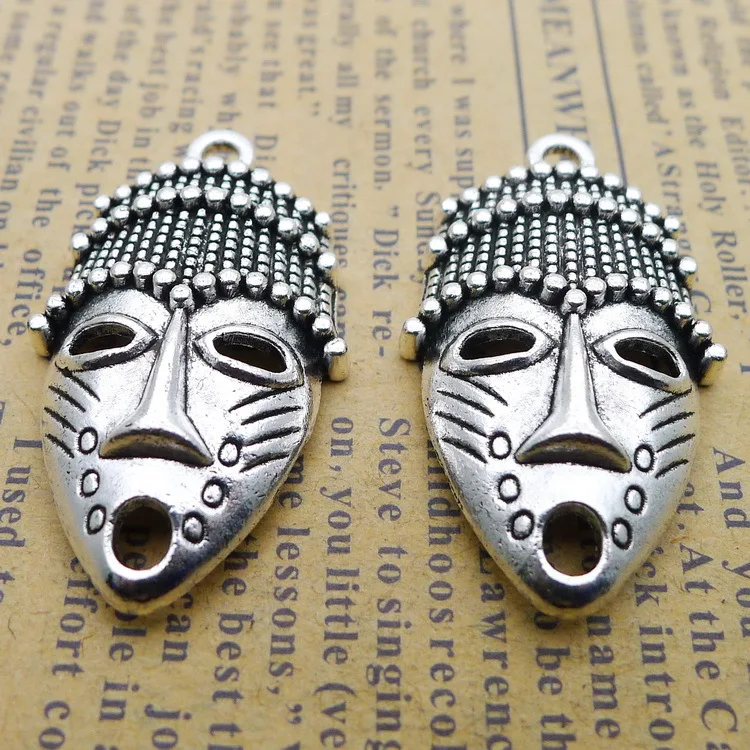 6 Pieces/Lot 20*33mm Alloy Antique Silver Witch Face Charm Pendant For Necklace Jewelry DIY Making Findings