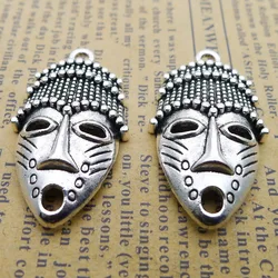 6 Pieces/Lot 20*33mm Alloy Antique Silver Witch Face Charm Pendant For Necklace Jewelry DIY Making Findings