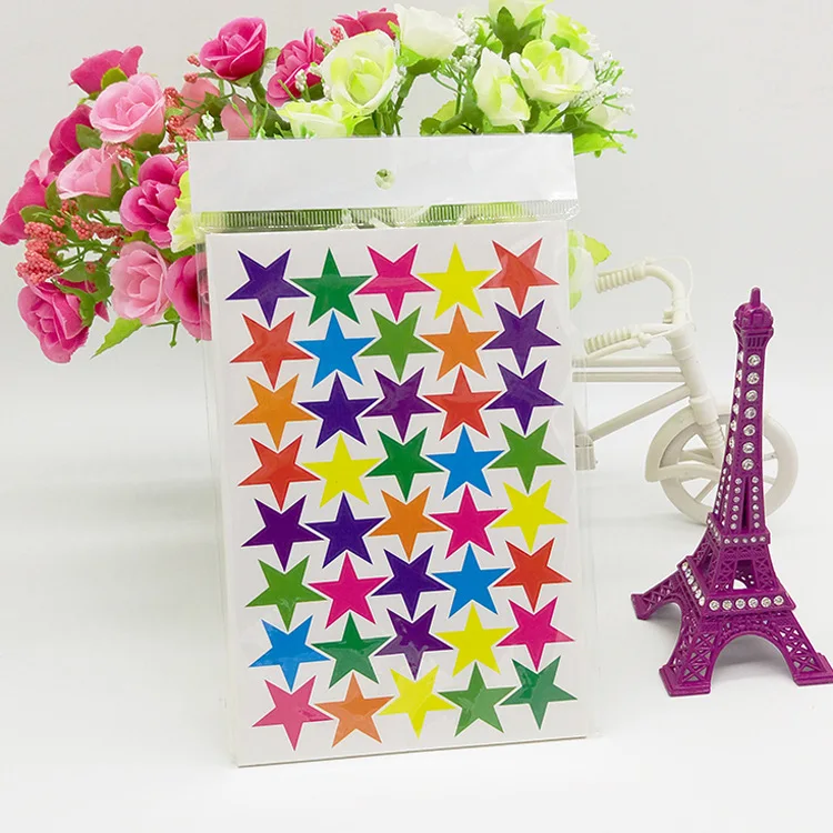 1bag/LOT,1.5cm colorful star paper stickers Early educational craft diy toy Scrapbooking kit School reward label Sealing OEM