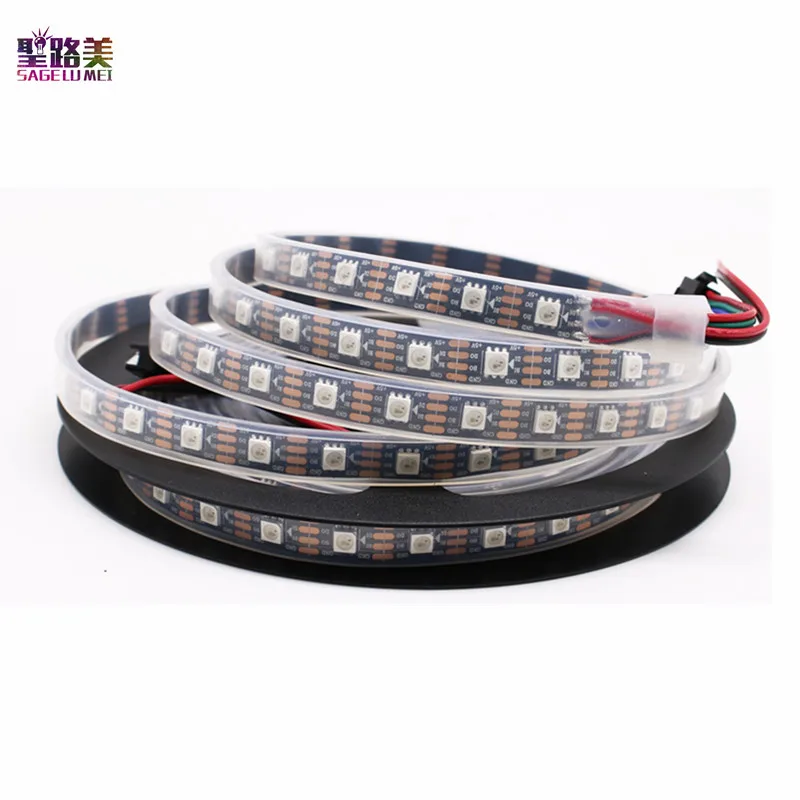 DC5V 1m/5m WS2813 (Dual-signal wires)30/60 leds/m 2813 individually led pixel strip WS2812B Updated Black/White PCB IP30/65/67