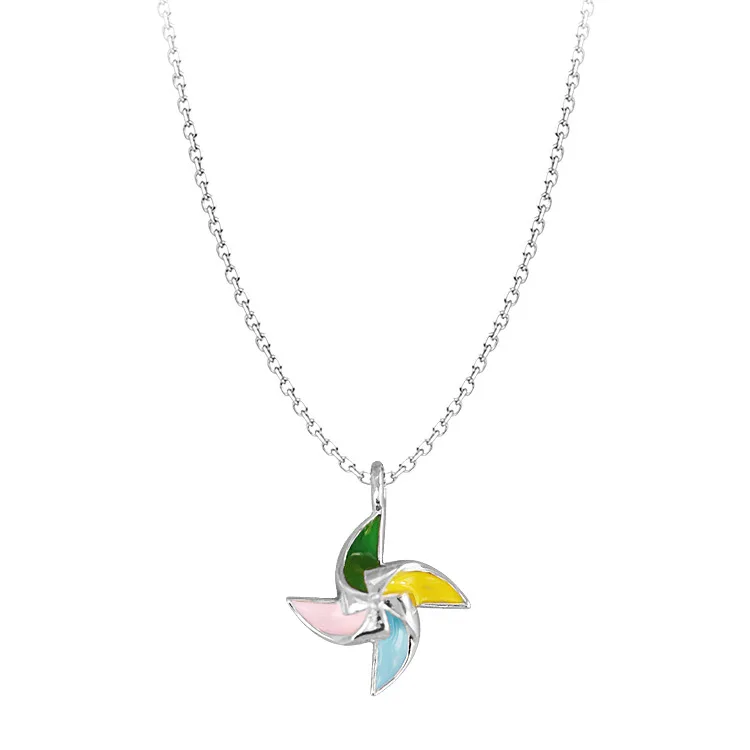REETI 925 Sterling Silver windmill Korean Simple Temperament Jewelry Female Wild Accessories Pendant Necklace