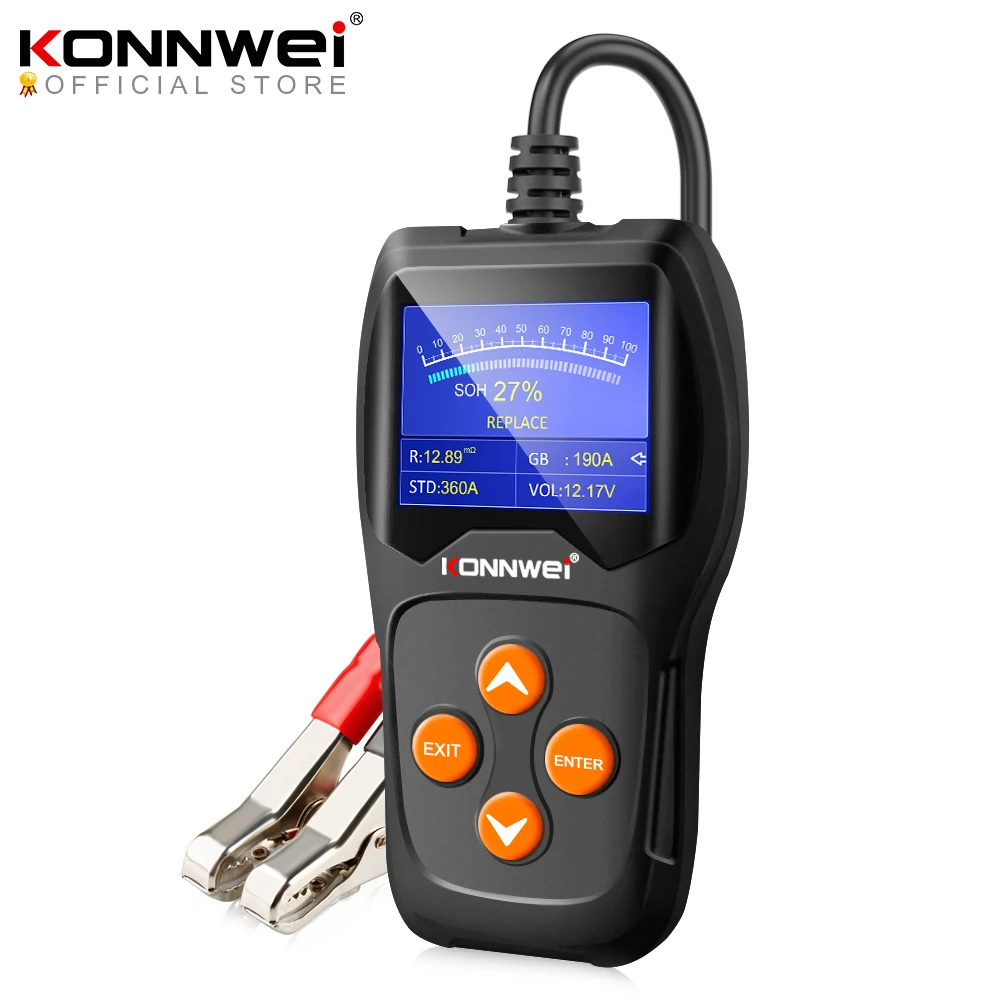 KONNWEI KW600 Car Battery Tester 12V Digital Color Screen Auto Battery Analyzer 100 to 2000CCA Cranking Charging Car Diagnostic