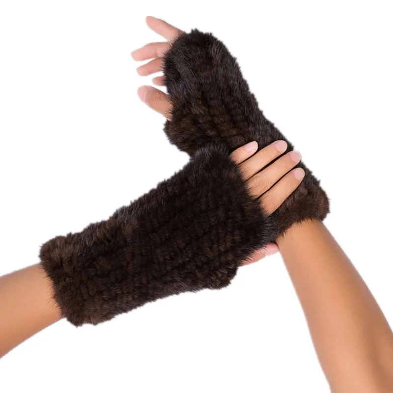 Real Mink Fur Gloves for Women, Warm Half Finger, Long Gloves, Winter Fashion Style, Top Quality, S2427