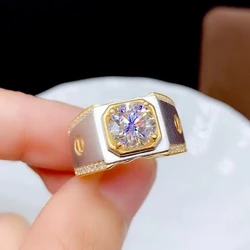 new exquisite sparkling moissanite ring for men muscular power man ring real 925 silver birthday gift shiny better than diamond