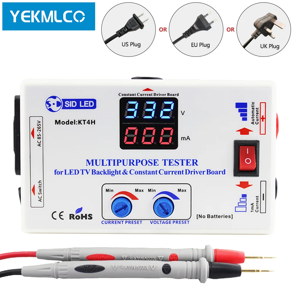 YEKMLCO KT4H 0-330V LED TV Backlight Tester Smart-Fit Manual Voltage Adjustment Constant Current Driver Board Repair LED Bead