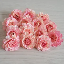 10 pçs 5cm de seda artificial peônia rosa flor cabeça para diy flor parede presente caixa scrapbooking casamento casa decoração festa