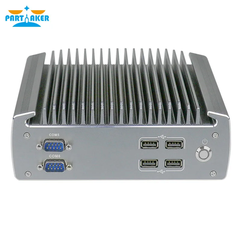 Partaker Industrial Fanless Mini Computer Intel 3855u i5-6200u i7-6500u Dual Core 2 Lan Noiseless Mini PC Support 3G 4G SIM Car