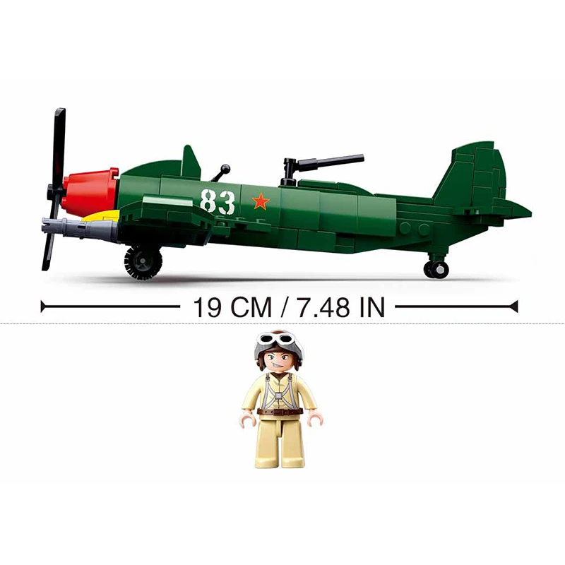 World War II Russia ILYUSHIN 2 Attack Aircraft Fighter Military Building Blocks Set WW2 Plane Bricks Classic Model Kit Kids Toys