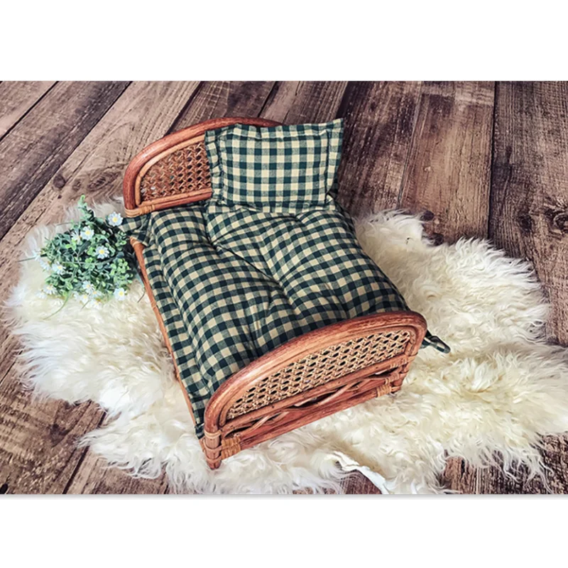 Baby Photography Props For Newborn Hand-Woven Hollow Bamboo Bed Vintage Boy Girl Photo Shoot Furniture Fotografie Accessoires