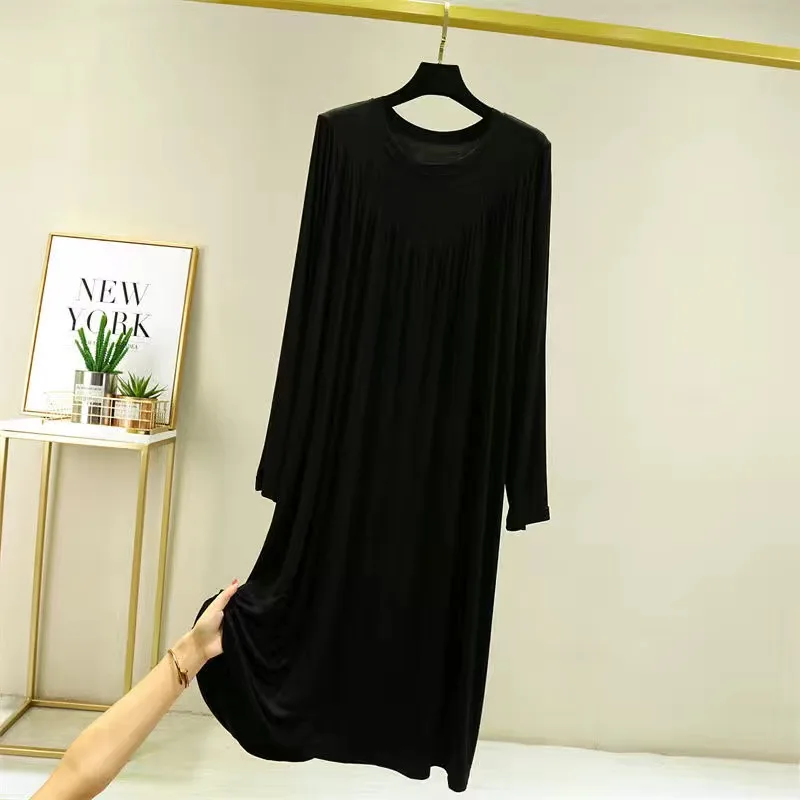 Casual Large Size Modal Cotton Nightgowns For Women Loose Long Sleeve Nightshirt Female Autumn Winter Spring Home Dresses