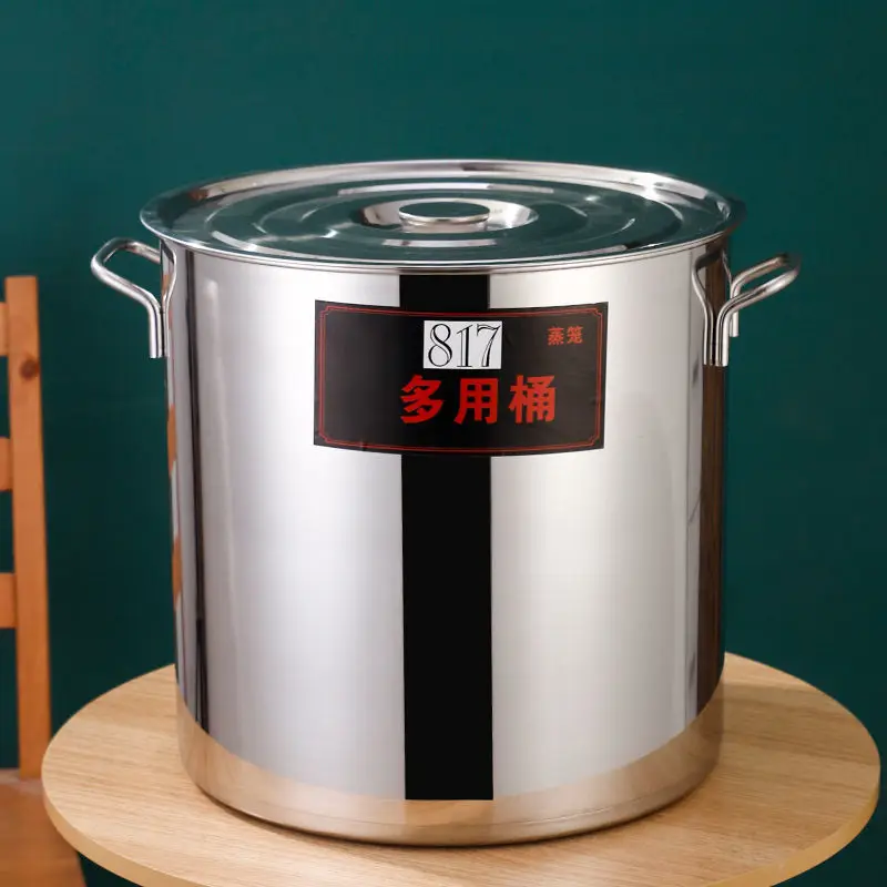 Commercial Stainless Steel Soup Bucket Milk Barrel Soup Pot Large Capacity Kitchen Restaurant Hotel Cookware Cooking Hotpot