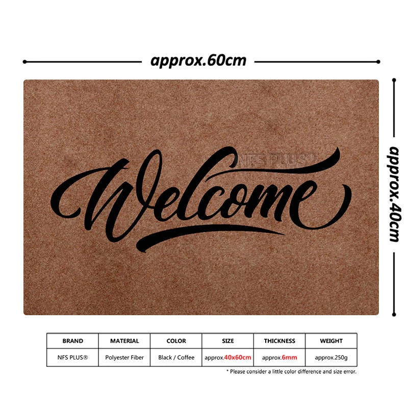 Decorative Front Door Mat Carpet Entrance Doormat for Home and Outdoors 40x60cm Polyester Fiber TPR Anti-Slip Hallway Floor Mat
