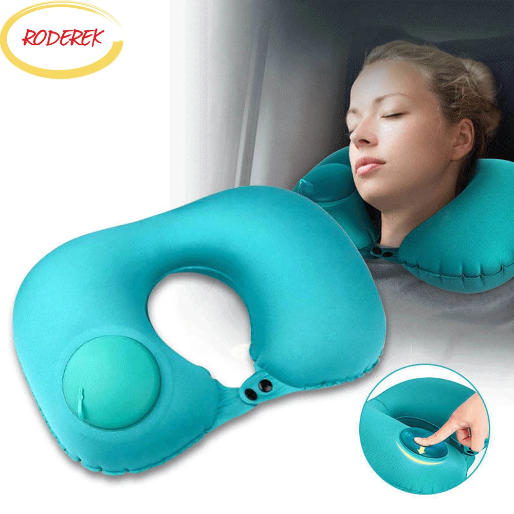 

Inflatable U-shaped Pillow, Press the Inflatable Height to Adjust the Comfortable Travel Office Pillow, Portable Cervical Pillow