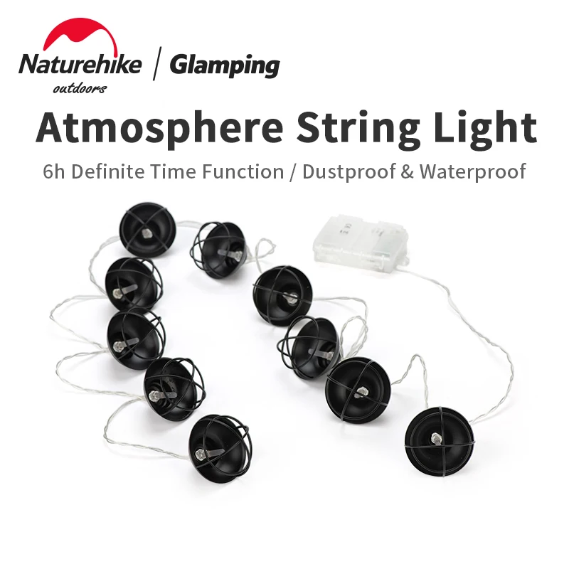 

Naturehike Camping Atmosphere String Light Length 170cm Outdoor Camp Party Dinner Dustproof Waterproof 6 Hour Timing Retro Lamp