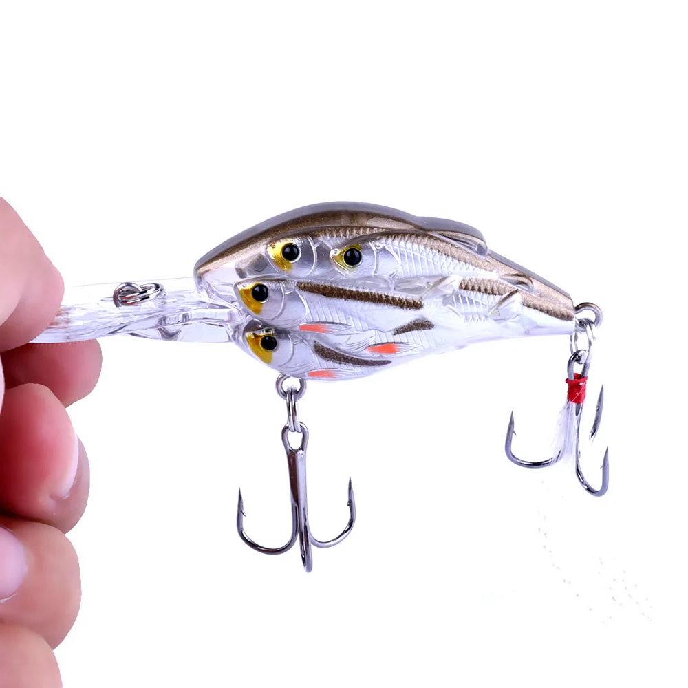 HENGJIA Nhóm Cá Mồi Dụ Cá 7.5Cm 9G Crankbait Nổi Nhân Tạo ABS 6 # Móc Câu tốt Móc Câu 3