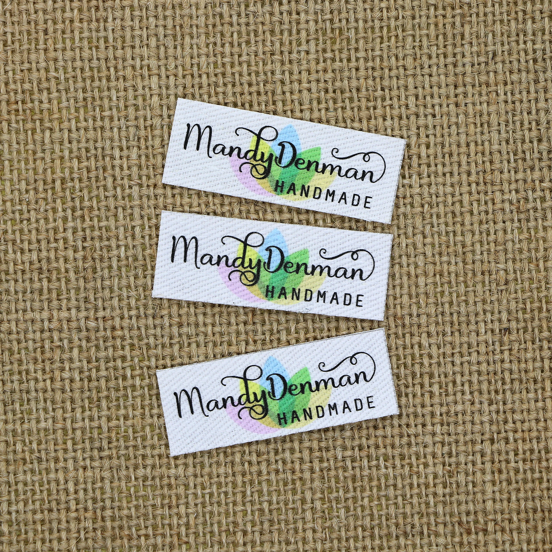 

100piece Custom Ironing Labels, Personalized Brand , Logo or Text, Clothing Labels, Custom Printed Fabric Label (YTa39)