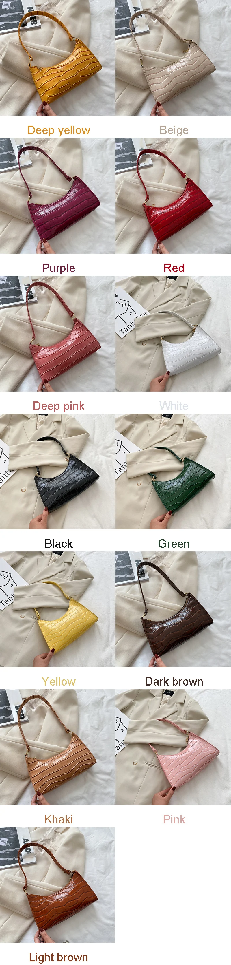 Mode PU Leder Taschen für Frauen Alligator Muster Achsel Handtasche Weibliche Kleine Unterarm Messenger Tasche Geldbörse – Detail 4