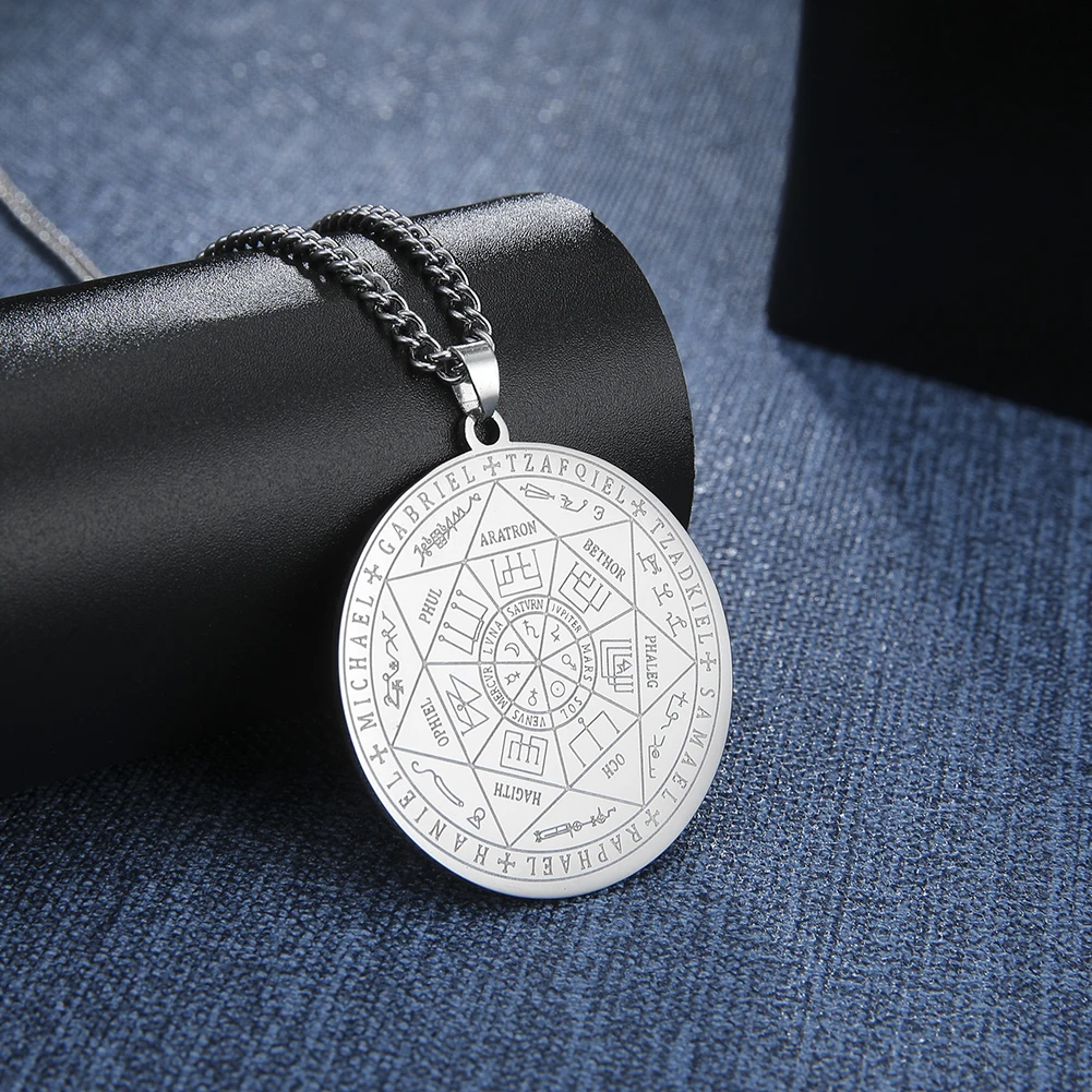 Teamer Seven Archangels Charm Necklaces Men Women Seal of Solomon Pendant Supernatural Protection Amulet Magic Talisman Jewelry