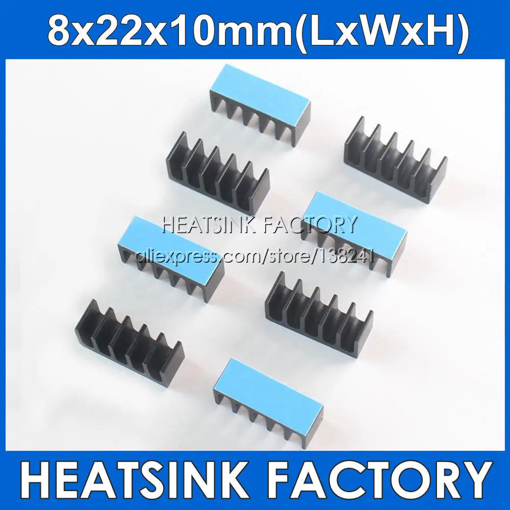 

HEATSINK FACTORY 30pcs Black 8*22*10mm Aluminum Heat Sink Cooler Radiator With Thermal Cooling Pads