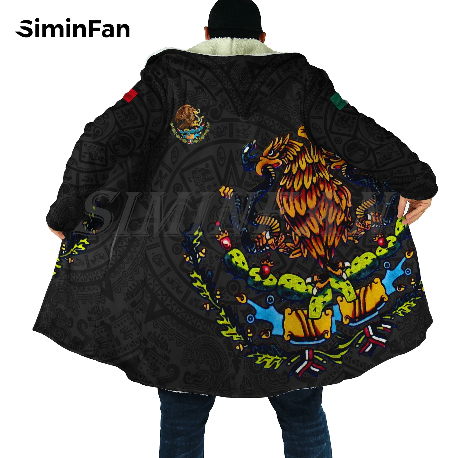 Aztec Mexiko Flagge Camo 3D Gedruckt Herren Mit Kapuze Mantel Windbreaker Winter Dicke Flanell Mantel Unisex Casual Kaschmir Warme Jacke H1