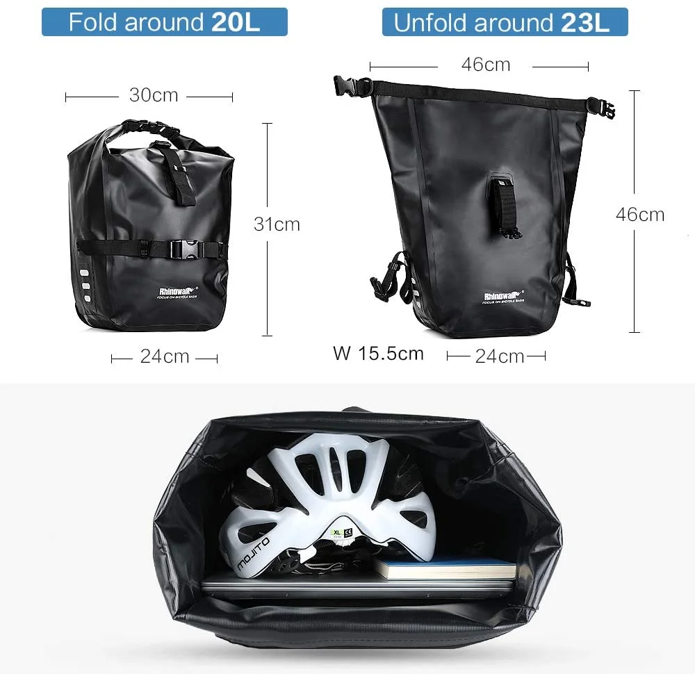 Rhinowalk Bicycle Pannier Bag Waterproof 1 Piece or 2 Pieces Portable Bike Bag Trunk Pack Travel Cycling Bag Bike Accessories