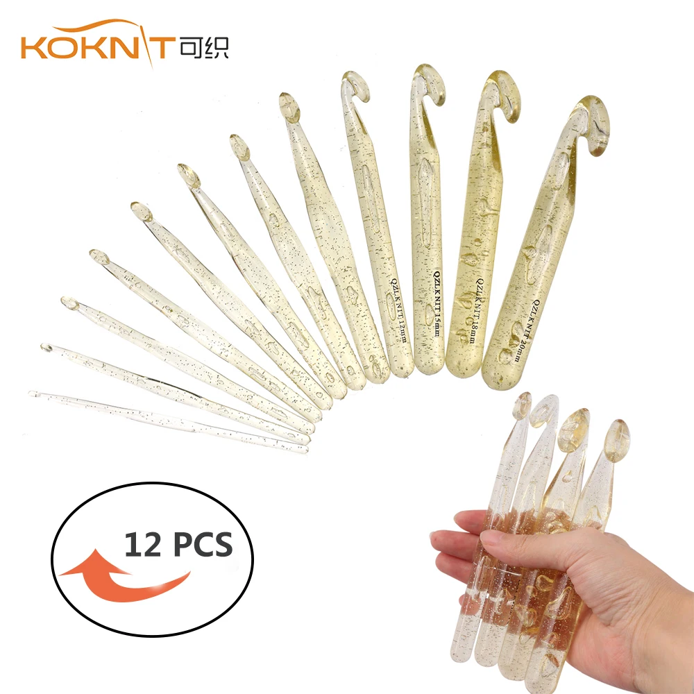 KOKNIT 12pcs Huge Crochet Hooks Set Knitting Needle Weave Craft Yarn Sewing Tools 4.0-20mm Crochet Needles For Chunky Yarn Weave