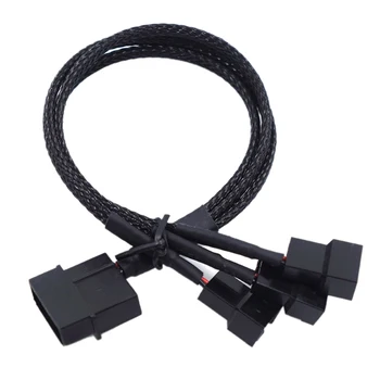 27cm Molex To 3 Way 3Pin/4Pin Fan Adapter for Computer Case Fan / CPU Fan / Mining Cooling Fans black