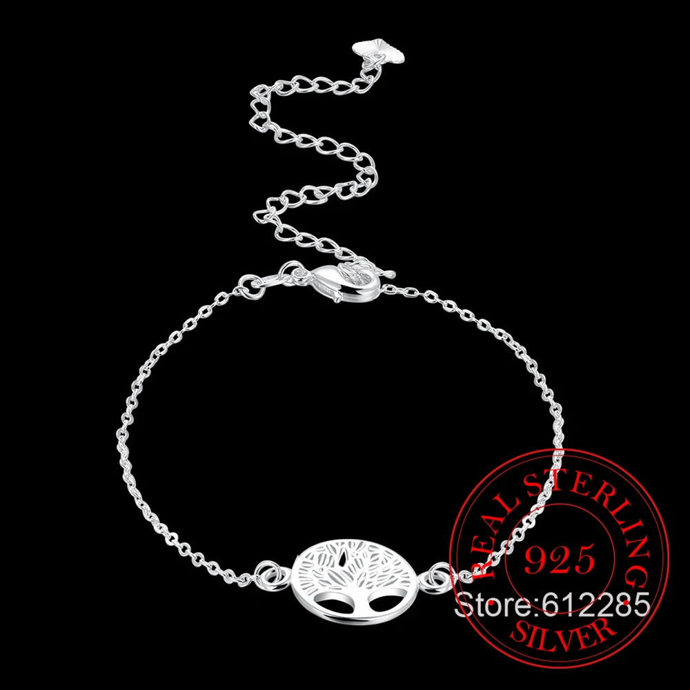 Fashion Beach Vintage 925 Sterling Silver Charm Anklets Jewelry Life Tree Pendant Ankle Bracelets Foot Chain Jewelry